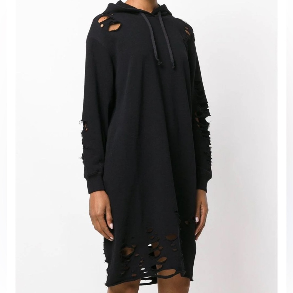 Diesel Black Distressed Long Sleeve Dress